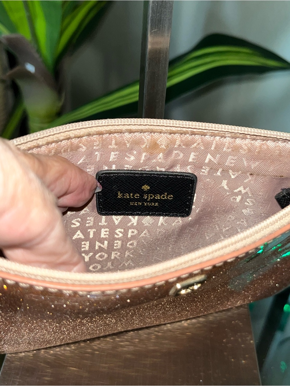 kate spade Rose Gold Glitter Wristlet Pouch - Picture 6 of 9